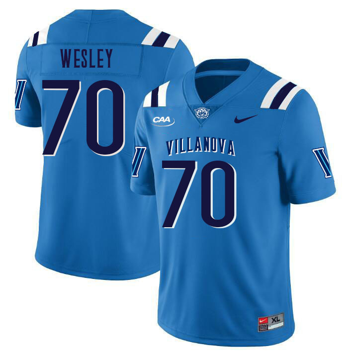 Men #70 Dhamir Wesley Villanova Wildcats College Football Jerseys Stitched Sale-Light Blue